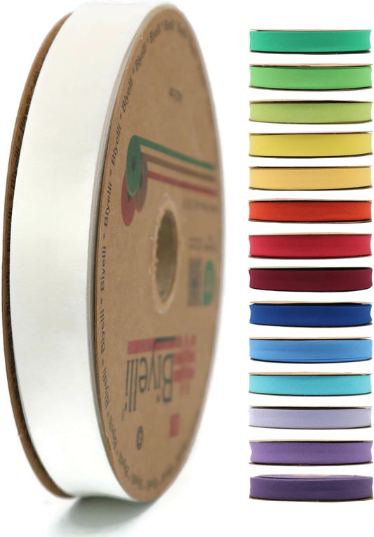 Cotton Fold Bias Tape - 3/4 Inches (20mm) Wide - 27 Yards - 65+ Colors - Single Fold Cotton Fold Bias Binding Tape for Sewing Clothing DIY (02. Ivory White) D02