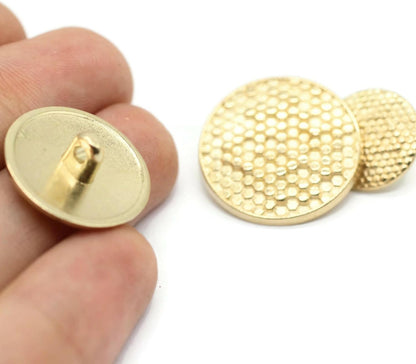 Gold Metal Shank Buttons - 12 Pcs - 3 Size Options - Beehive Round Metal Shank Buttons for Men Women Blazer Coat Uniform Shirt Suit and Jacket Sewing Craft DIY N5103