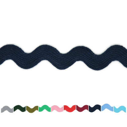 Cotton RIC Rac Trim - 3/4 Inch - 5 Yards - Black Wave Bending Fringe Lace Ribbon for Sewing Clothes, Gift Wrapping, Home Party Decoration CTR02105