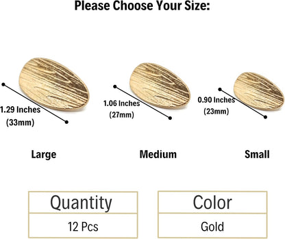 Gold Metal Shank Buttons - 12 Pcs - 3 Size Options - Wooden Look Metal Shank Buttons for Men Women Blazer Coat Uniform Shirt Suit and Jacket Sewing Craft DIY N2903