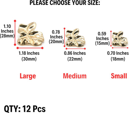 Wrinkle Gold Metal Shank Buttons - 12 Pcs - 3 Size Options - Luxury Wave Wrinkle Irregular Wave Metal Shank Buttons for Men Women Blazer Coat Uniform Shirt Suit and Jacket Sewing Craft DIY E0703