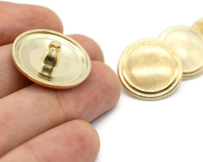 Gold Metal Shank Buttons - 12 Pcs - 4 Size Options - Striped Flat Round Metal Shank Buttons for Men Women Blazer Coat Uniform Shirt Suit and Jacket Sewing Craft DIY N5504