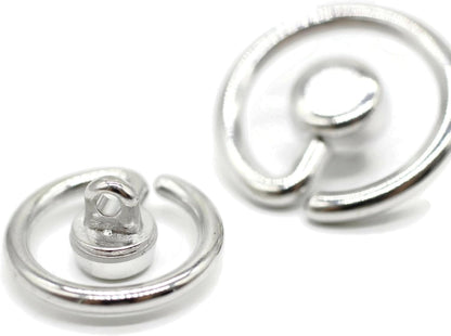 Flat Silver Metal Shank Buttons - 12 Pcs - 2 Size Options - Luxury Flat Round Wave Metal Shank Buttons for Men Women Blazer Coat Uniform Shirt Suit and Jacket Sewing Craft DIY N8901