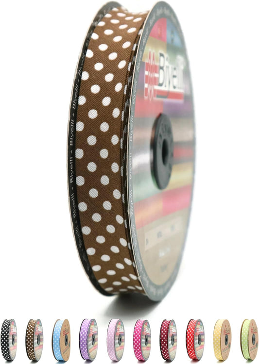 Cotton Fold Bias Binding Tape - 3/4 Inches (20mm) Wide - 27 Yards - Polka Dots Single Fold Cotton Fold Bias Binding Tape for Sewing Clothing DIY Brown A20