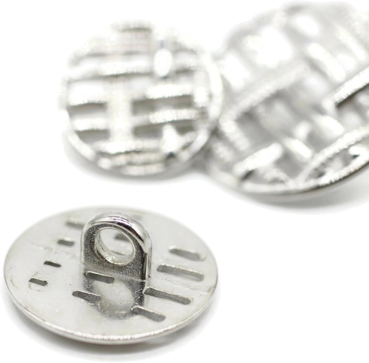 Silver Metal Shank Buttons - 12 Pcs - 3 Size Options - Weave Round Metal Shank Buttons for Men Women Blazer Coat Uniform Shirt Suit and Jacket Sewing Craft DIY N7401