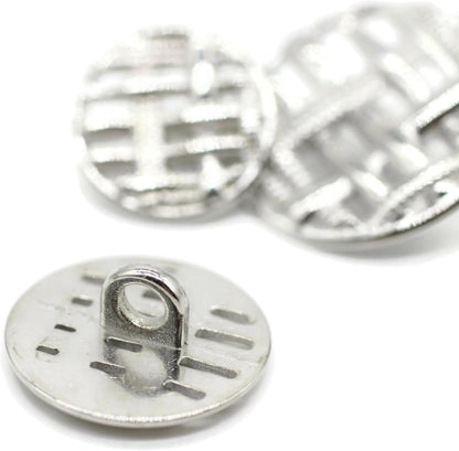 Silver Metal Shank Buttons - 12 Pcs - 3 Size Options - Weave Round Metal Shank Buttons for Men Women Blazer Coat Uniform Shirt Suit and Jacket Sewing Craft DIY N7401