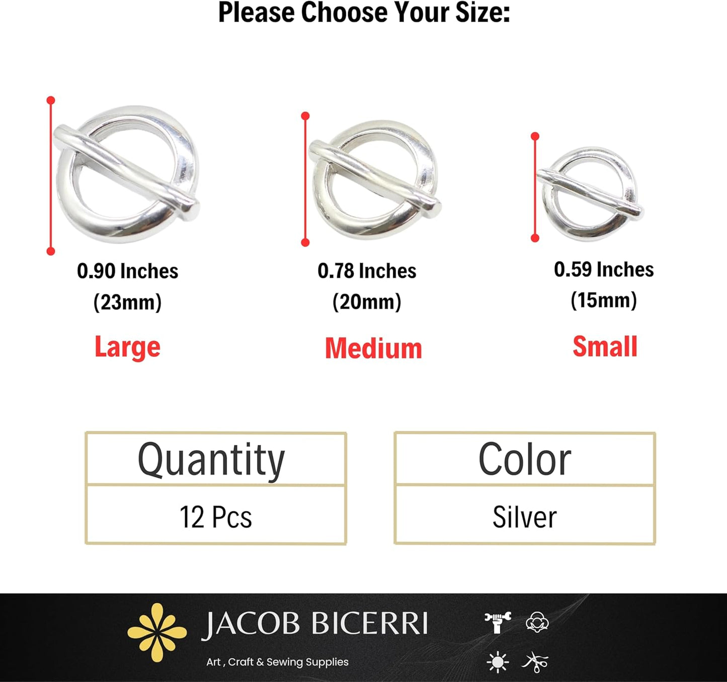 Silver Metal Shank Buttons - 12 Pcs - 3 Size Options - Luxury Flat Round Metal Shank Buttons for Men Women Blazer Coat Uniform Shirt Suit and Jacket Sewing Craft DIY N8001