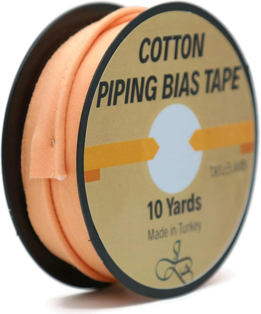 Piping Trim Bias Tape with Cord - 10 Yards - 65+ Colors - 1/2 Inch Decorative Sewing Trim for Upholstery Cushions Home Décor Crafting Clothing - Durable Cotton - Flesh Rust ID66
