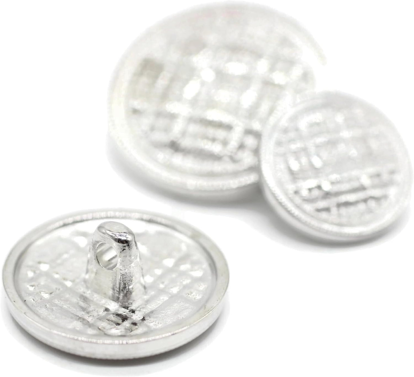 Silver Metal Shank Buttons - 12 Pcs - 3 Size Options - Luxury Weave Round Metal Shank Buttons for Men Women Blazer Coat Uniform Shirt Suit and Jacket Sewing Craft DIY N6701