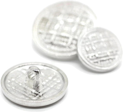 Silver Metal Shank Buttons - 12 Pcs - 3 Size Options - Luxury Weave Round Metal Shank Buttons for Men Women Blazer Coat Uniform Shirt Suit and Jacket Sewing Craft DIY N6701