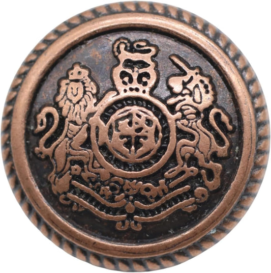 Antique Copper Metal Shank Buttons - 12 Pcs - 3 Size Options - The Lion of Kingdom Round Metal Shank Buttons Vintage for Men Women Blazer Coat Uniform Shirt Suit and Jacket Sewing Craft DIY N20303