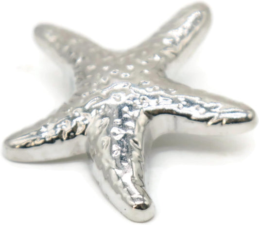 Starfish Silver Metal Shank Buttons - 6 Pcs - Double Large Metal Shank Buttons Sea Star for Men Women Blazer Coat Uniform Shirt Suit and Jacket Sewing Craft DIY N15802