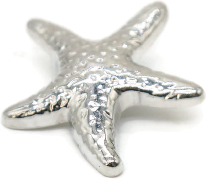 Starfish Silver Metal Shank Buttons - 6 Pcs - Double Large Metal Shank Buttons Sea Star for Men Women Blazer Coat Uniform Shirt Suit and Jacket Sewing Craft DIY N15802