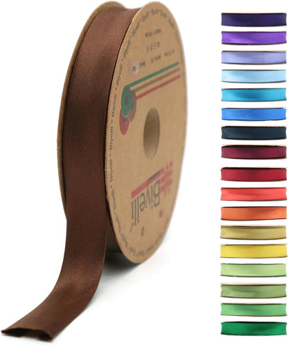 Fold Satin Bias Tape - 99+ Colors - 3/4 Inches Wide - 27 Yards - Fold Satin Binding Bias Ribbon Fabric Piping Bias Binding Tape for Sewing Clothing DIY (84. Dark Brown) BYS84