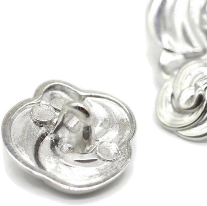 Floral Silver Metal Shank Buttons - 12 Pcs - 3 Size Options - Luxury Floral Round Wave Metal Shank Buttons for Men Women Blazer Coat Uniform Shirt Suit and Jacket Sewing Craft DIY N7501