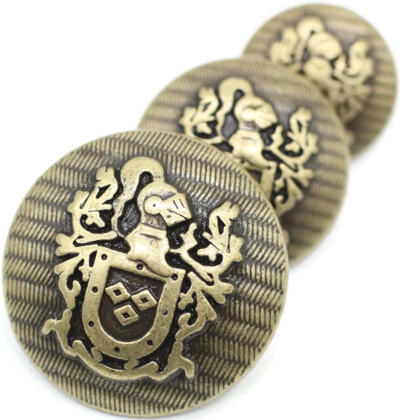 Bronze Metal Shank Buttons - 12 Pcs - 3 Size Options - The Knight of Kingdom Round Metal Shank Buttons for Men Women Blazer Coat Uniform Shirt Suit and Jacket Sewing Craft DIY N17603