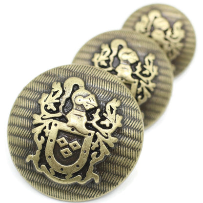 Gold Metal Shank Buttons - 12 Pcs - 3 Size Options - The Knight of Kingdom Round Metal Shank Buttons for Men Women Blazer Coat Uniform Shirt Suit and Jacket Sewing Craft DIY N4303