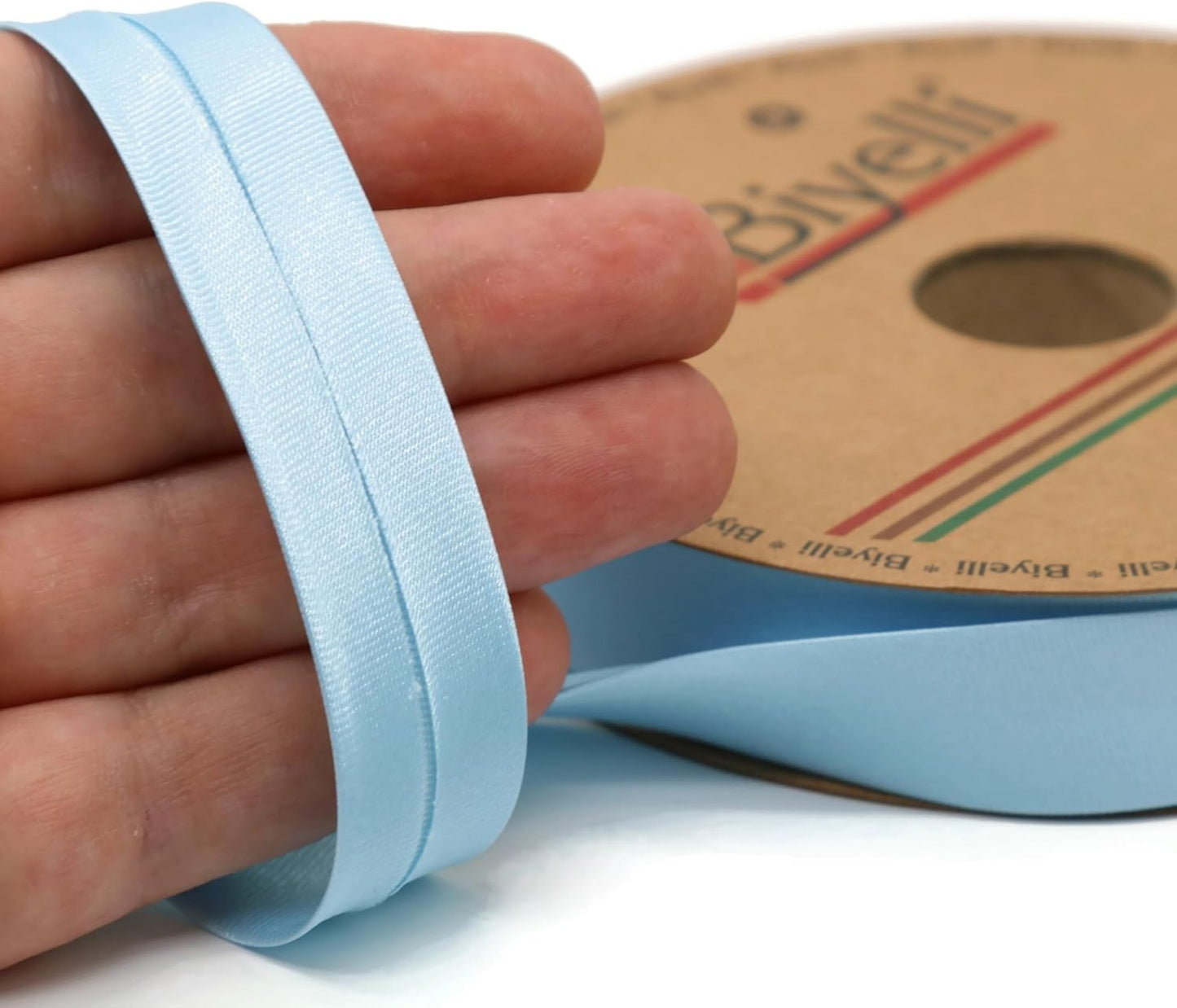 Fold Satin Bias Tape - 99+ Colors - 3/4 Inches Wide - 27 Yards - Fold Satin Binding Bias Ribbon Fabric Piping Bias Binding Tape for Sewing Clothing DIY (11. Baby Blue) BYS04
