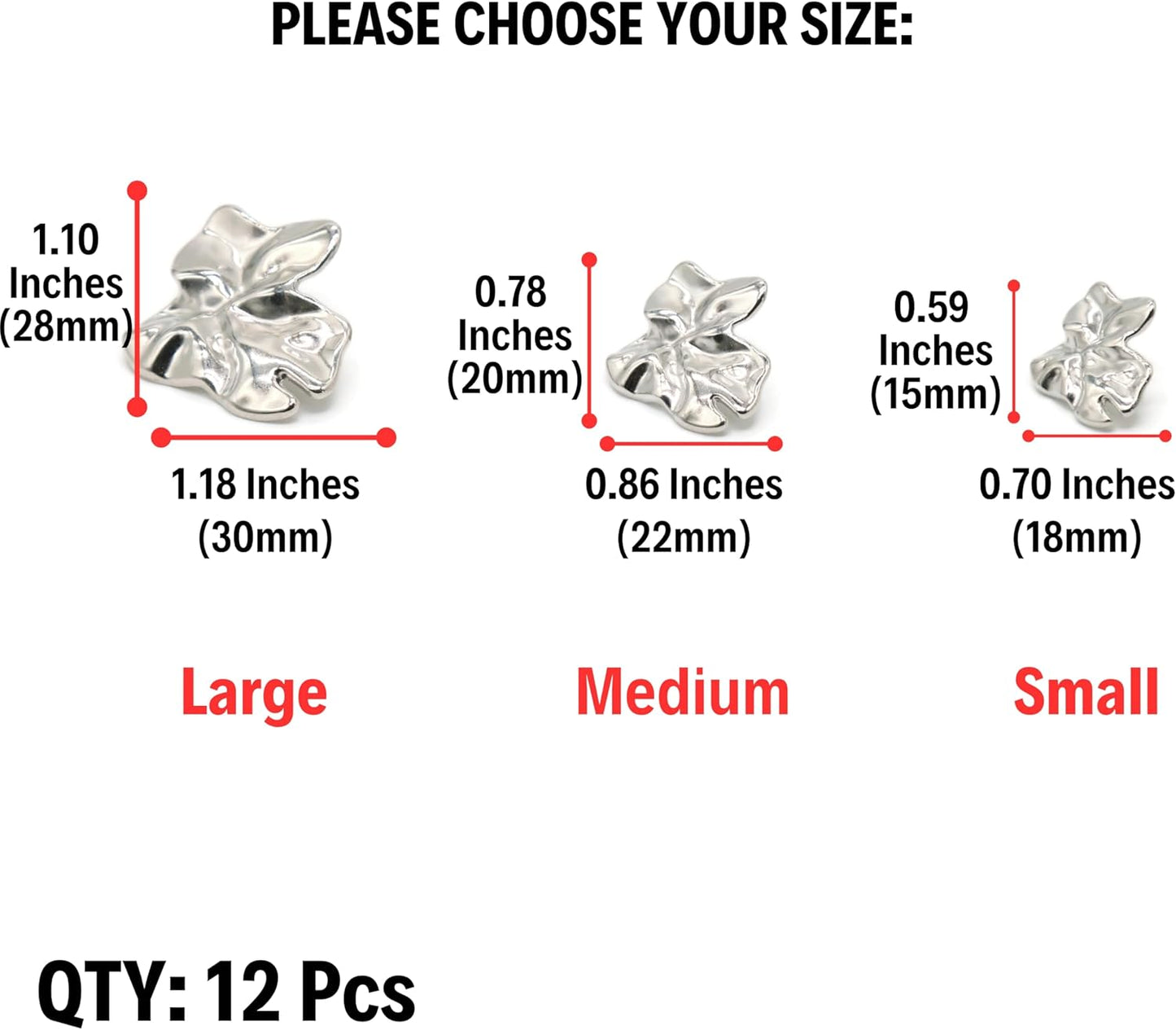 Wrinkle Silver Metal Shank Buttons - 12 Pcs - 3 Size Options - Luxury Wave Wrinkle Irregular Wave Metal Shank Buttons for Men Women Blazer Coat Uniform Shirt Suit and Jacket Sewing Craft DIY E0803