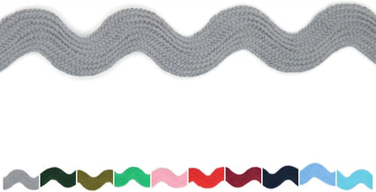 Cotton RIC Rac Trim - 3/4 Inch - 5 Yards - Gray Wave Bending Fringe Lace Ribbon for Sewing Clothes, Gift Wrapping, Home Party Decoration CTR02115