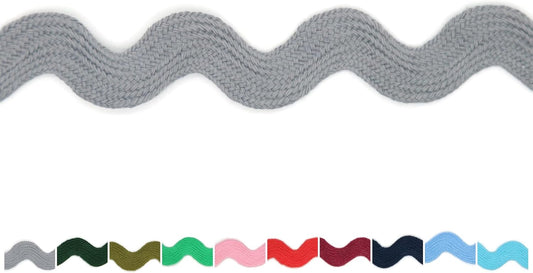 Cotton RIC Rac Trim - 3/4 Inch - 27 Yards - Wave Bending Fringe Trim Cotton Lace Ribbon RIC Rac Trim for Sewing Clothes Gift Wrapping Home Party Decoration CTR0212, Gray