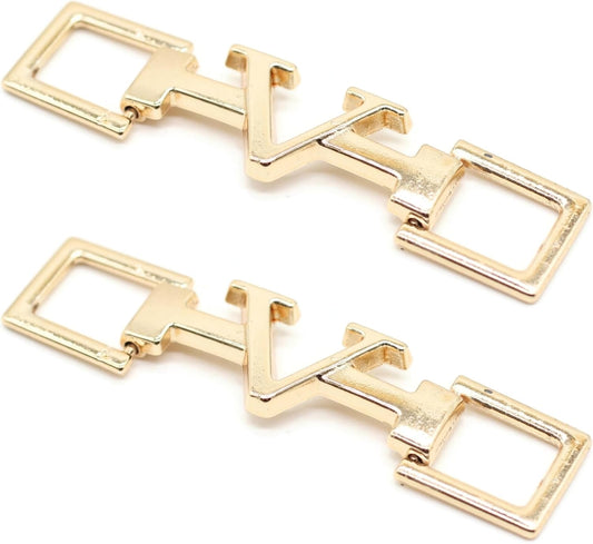 Metal Shoe Buckle - 2.85 Inch (72mm) - 2 Pcs - Gold Metal Shoe Buckle Shoelace Clips Metal Hinged Equestrian Buckles For Craft & Sewing Project BG1402