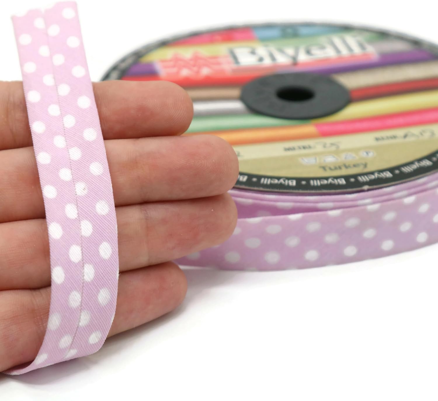 Cotton Fold Bias Binding Tape - 3/4 Inches (20mm) Wide - 27 Yards - Polka Dots Single Fold Cotton Fold Bias Binding Tape for Sewing Clothing DIY Pink A13