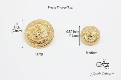 Lion Gold Metal Shank Buttons 2 Size Options - 12 Piece Premium Crown Round Wave Metal Shank Buttons for Men Women Blazer Coat Uniform Shirt Suit and Jacket Sewing Craft DIY 15mm, BL4231