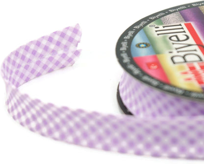 Cotton Fold Bias Binding Tape - 3/4 Inches (20mm) Wide - 27 Yards - Plaid Single Fold Cotton Fold Bias Binding Tape for Sewing Clothing DIY Purple E7