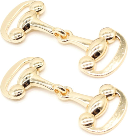 Shoe Buckle - 2.6 Inch (66mm) - 2 Pcs - Gold Metal Shoe Buckle Shoelace Clips Metal Hinged Equestrian Buckles For Craft & Sewing Project BG2502