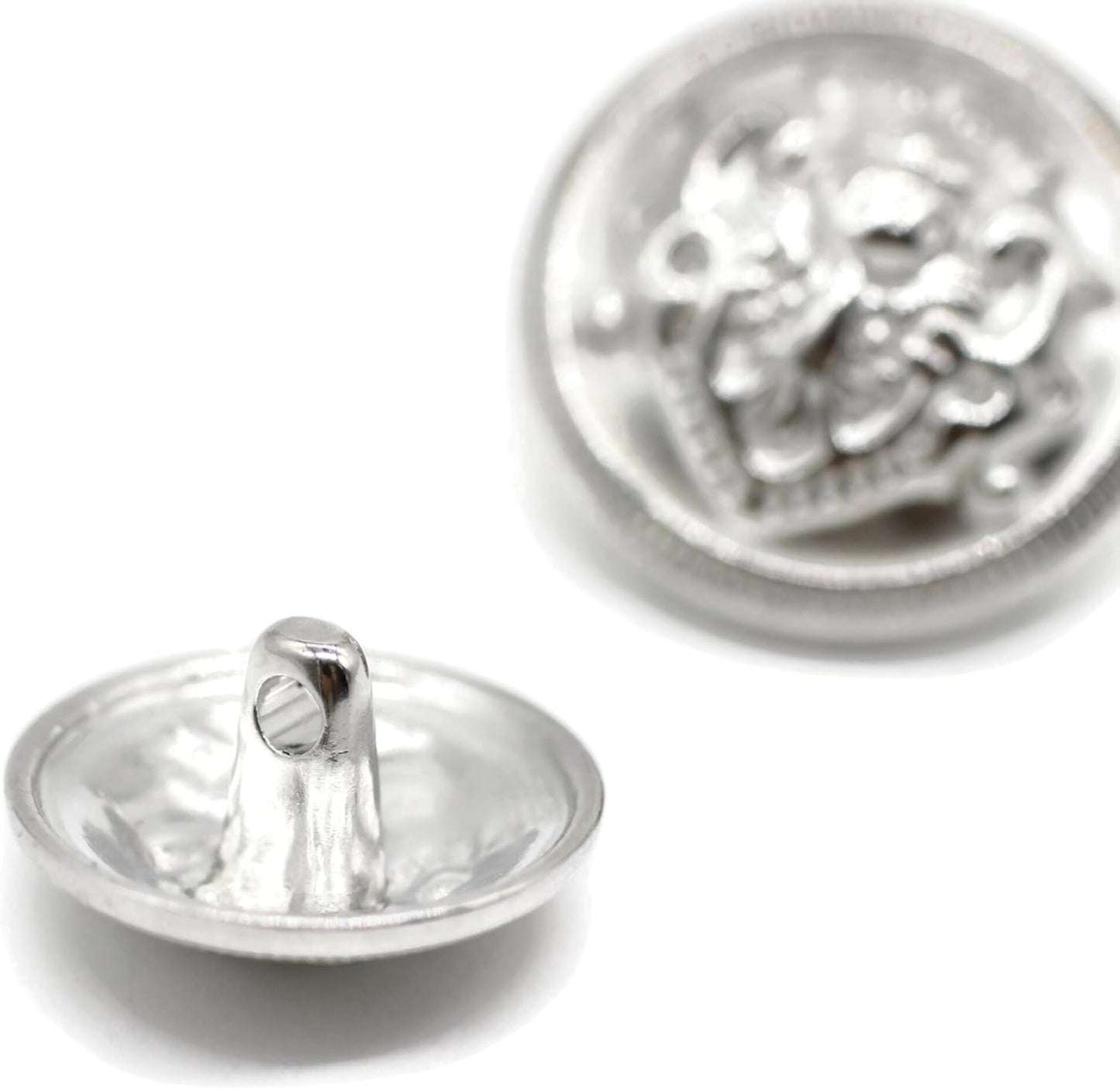 Flat Silver Metal Shank Buttons - 12 Pcs - 2 Size Options - Luxury Round Wave Metal Shank Buttons for Men Women Blazer Coat Uniform Shirt Suit and Jacket Sewing Craft DIY N9901