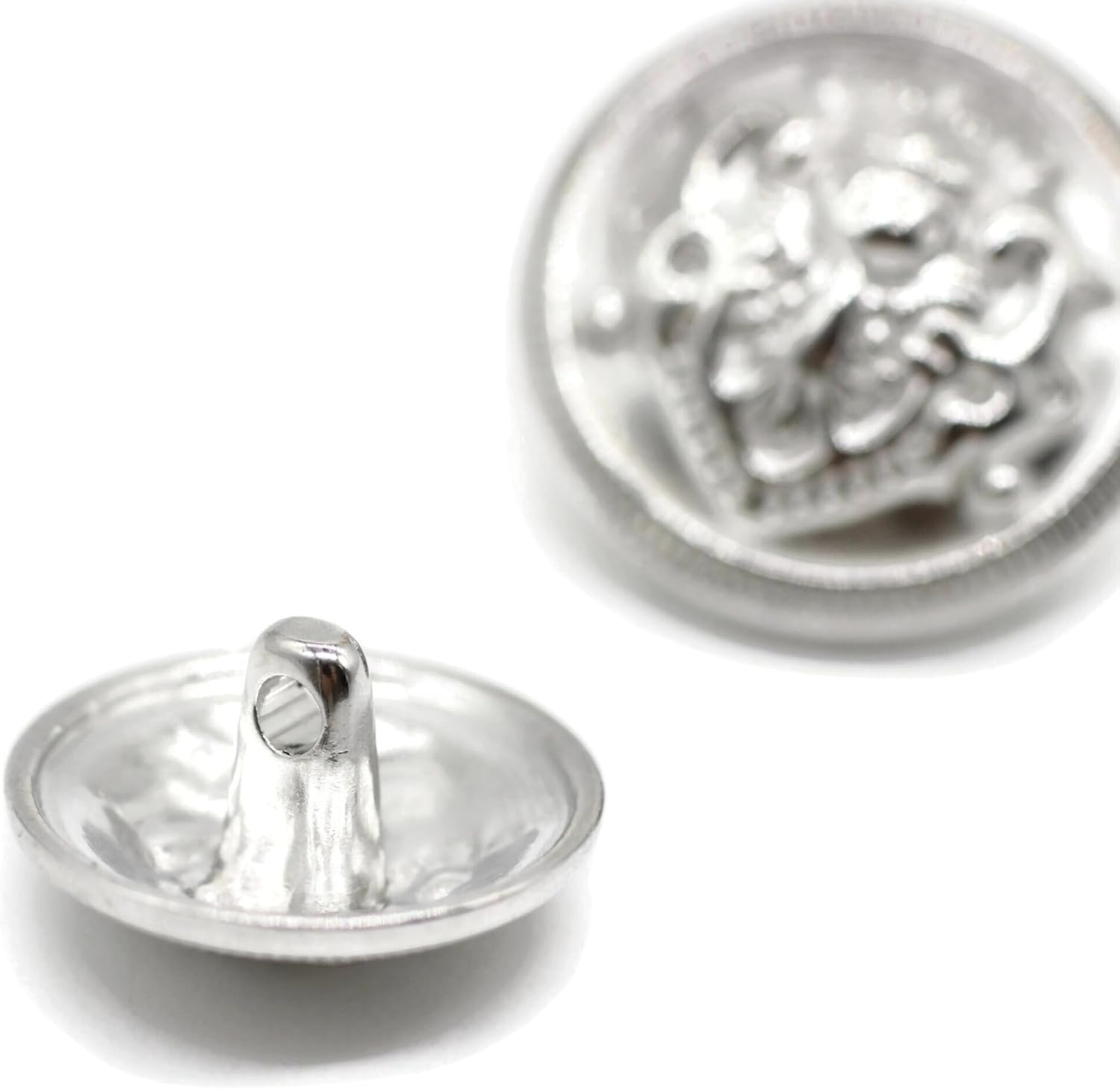 Flat Silver Metal Shank Buttons - 12 Pcs - 2 Size Options - Luxury Round Wave Metal Shank Buttons for Men Women Blazer Coat Uniform Shirt Suit and Jacket Sewing Craft DIY N9901