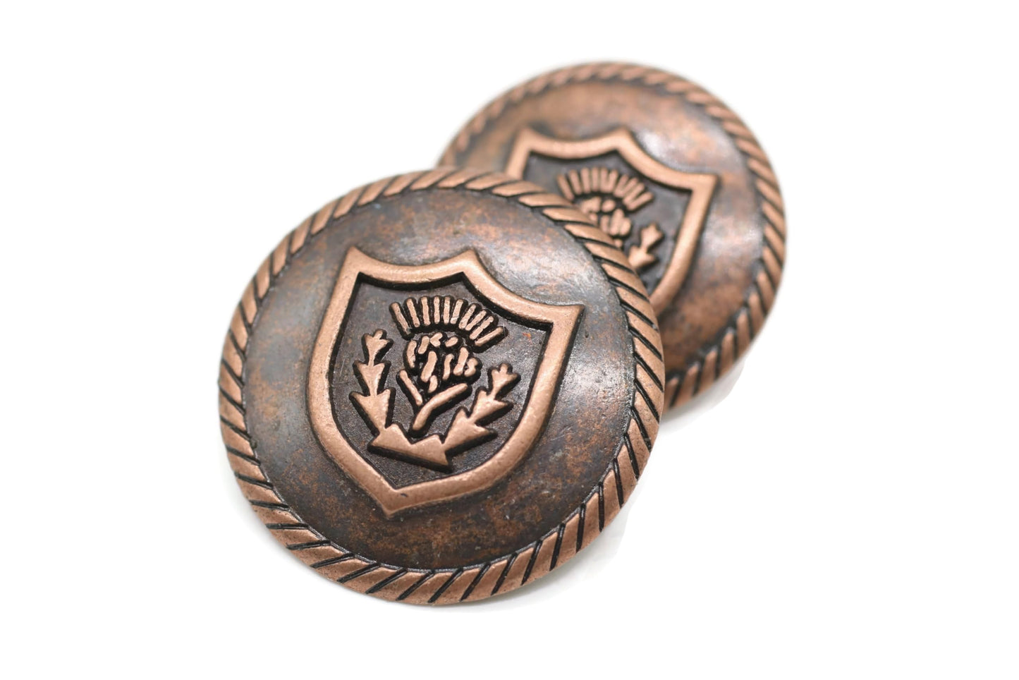 Bronze Metal Shank Buttons - 12 Pcs - 3 Size Options - Floral Round Metal Shank Buttons for Men Women Blazer Coat Uniform Shirt Suit and Jacket Sewing Craft DIY N18803