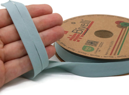 Cotton Fold Bias Tape - 3/4 Inches (20mm) Wide - 27 Yards - 65+ Colors - Single Fold Cotton Fold Bias Binding Tape for Sewing Clothing DIY (35. Dana Blue) D35