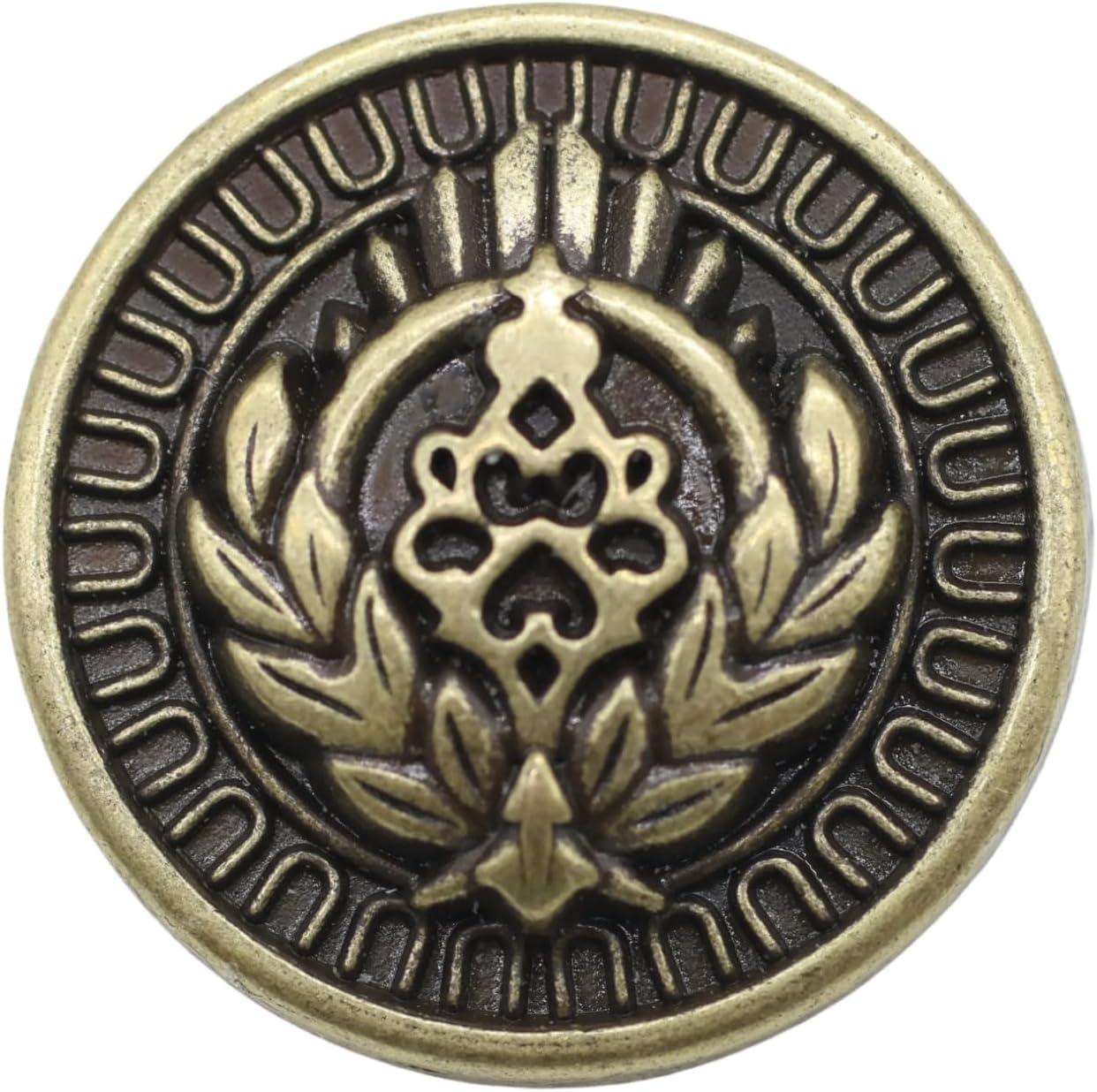 Bronze Metal Shank Buttons - 12 Pcs - 3 Size Options - Luxury Floral Rome Round Wave Metal Shank Buttons for Men Women Blazer Coat Uniform Shirt Suit and Jacket Sewing Craft DIY N18603