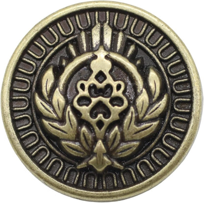 Bronze Metal Shank Buttons - 12 Pcs - 3 Size Options - Luxury Floral Rome Round Wave Metal Shank Buttons for Men Women Blazer Coat Uniform Shirt Suit and Jacket Sewing Craft DIY N18603