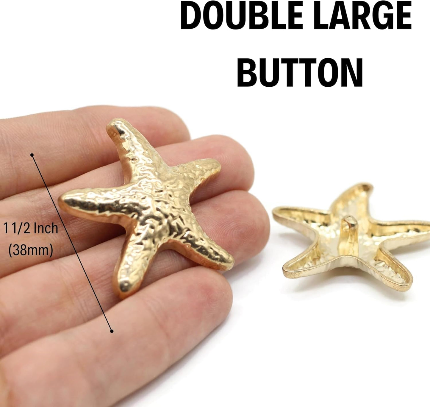 Gold Metal Shank Buttons - 6 Pcs - 3 Size Options - Double Large Metal Shank Buttons Sea Star for Men Women Blazer Coat Uniform Shirt Suit and Jacket Sewing Craft DIY N2802