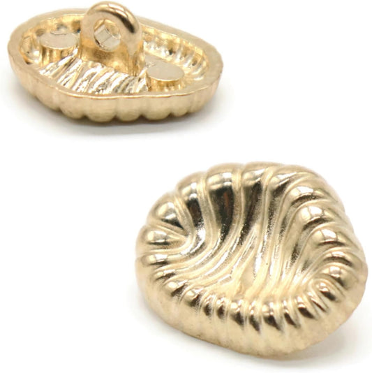 12 Pcs Gold Metal Shank Buttons for Coat, Jacket, or Craft Projects - Vintage Ribbed Dome Design, Heavy Duty Sewing Buttons, 18mm Decorative Buttons Set E16S
