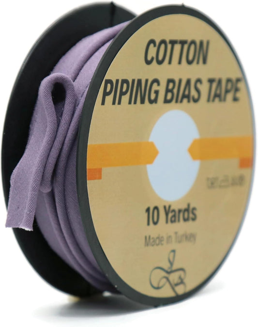 Piping Trim Bias Tape with Cord - 10 Yards - 65+ Colors - 1/2 Inch Decorative Sewing Trim for Upholstery Cushions Home Décor Crafting Clothing - Durable Cotton - Med Purple ID36