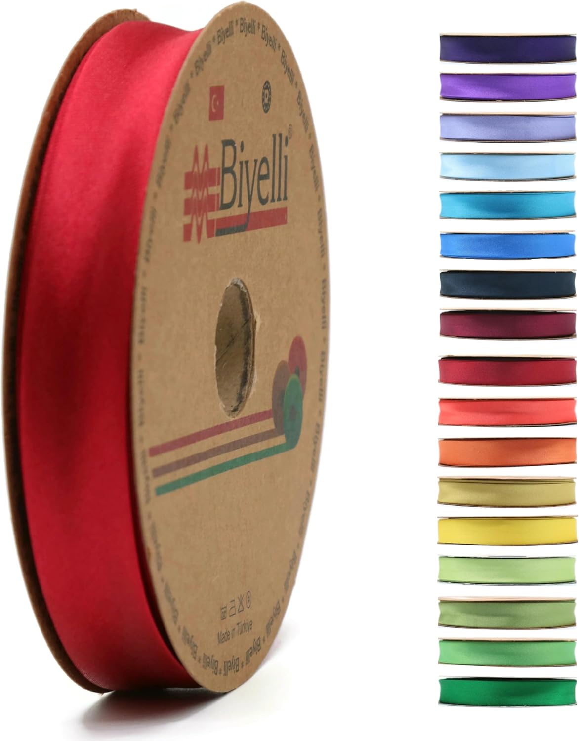 Fold Satin Bias Tape - 99+ Colors - 3/4 Inches Wide - 27 Yards - Fold Satin Binding Bias Ribbon Fabric Piping Bias Binding Tape for Sewing Clothing DIY (77. Cherry Red) BYS77