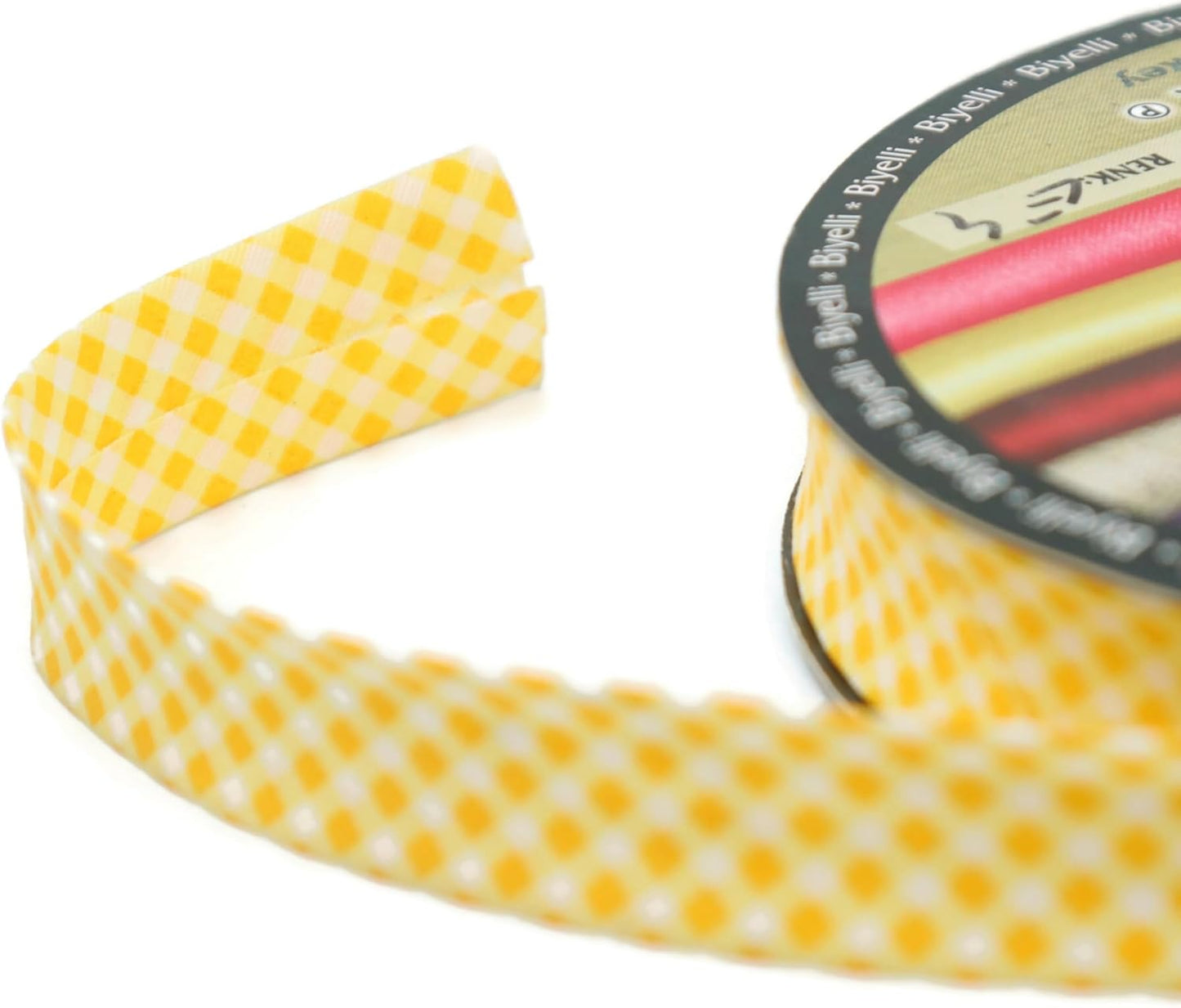 Cotton Fold Bias Binding Tape - 3/4 Inches (20mm) Wide - 27 Yards - Plaid Single Fold Cotton Fold Bias Binding Tape for Sewing Clothing DIY Yellow E4