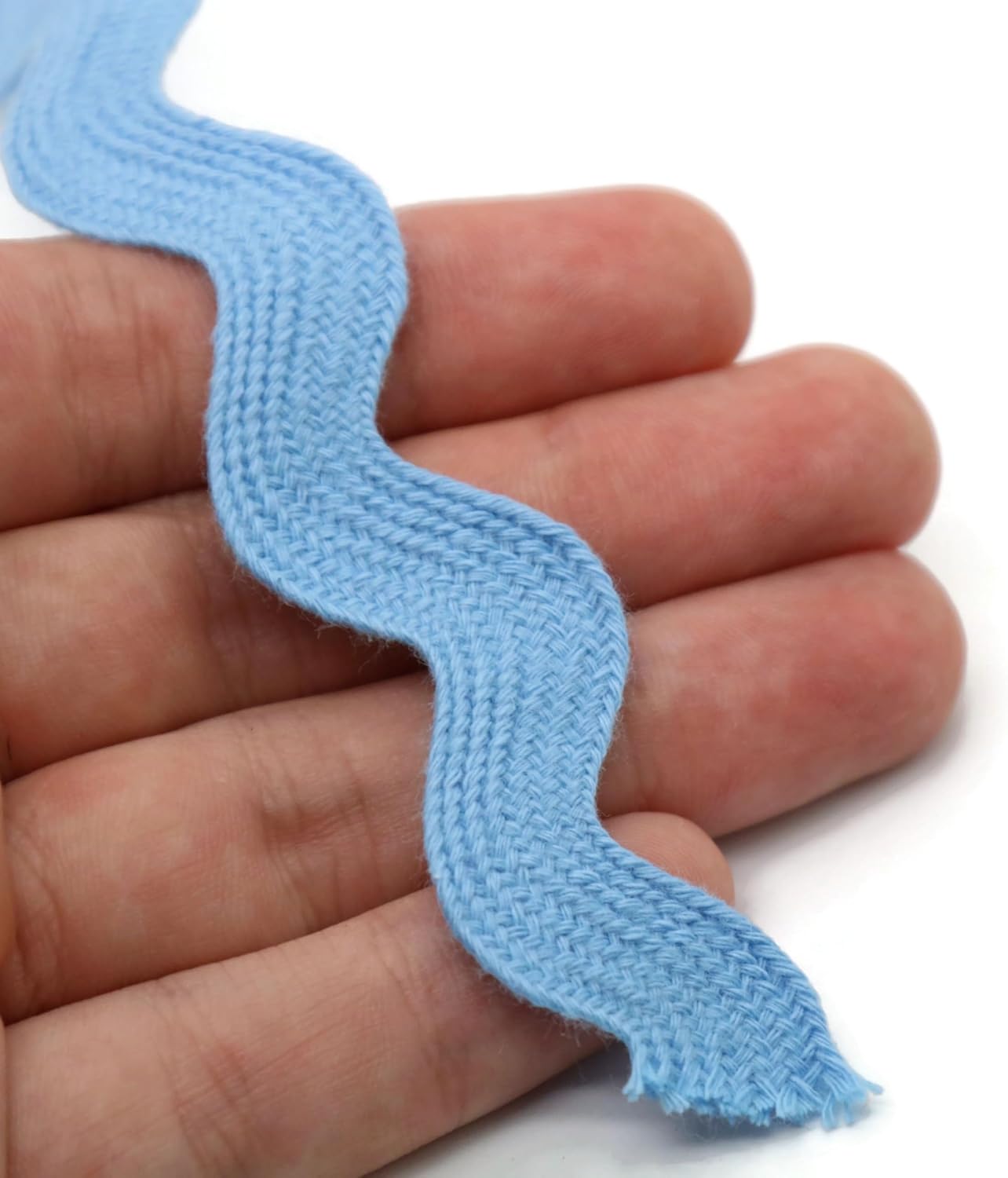 Cotton RIC Rac Trim - 3/4 Inch - 27 Yards - Blue Wave Bending Fringe Trim Cotton Lace Ribbon RIC Rac Trim for Sewing Clothes Gift Wrapping Home Party Decoration CTR0202