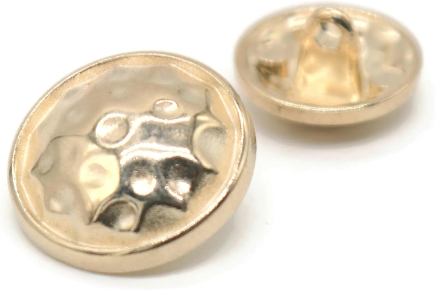Wrinkle Gold Metal Shank Buttons - 12 Pcs - 3 Size Options - Luxury Beaten Round Wave Metal Shank Buttons for Men Women Blazer Coat Uniform Shirt Suit and Jacket Sewing Craft DIY N15502