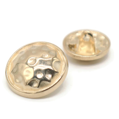 Wrinkle Gold Metal Shank Buttons - 12 Pcs - 3 Size Options - Luxury Beaten Round Wave Metal Shank Buttons for Men Women Blazer Coat Uniform Shirt Suit and Jacket Sewing Craft DIY N15502