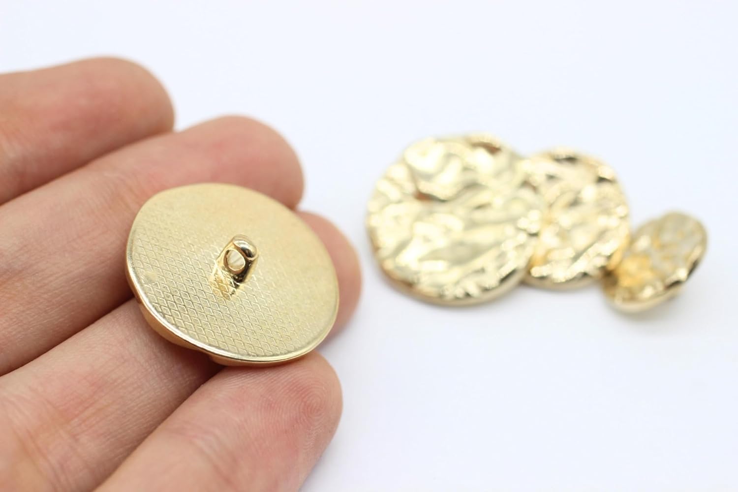Wrinkle Gold Metal Shank Buttons - 12 Pcs - 4 Size Options - Luxury Wrinkle Round Wave Metal Shank Buttons for Men Women Blazer Coat Uniform Shirt Suit and Jacket Sewing Craft DIY G4232…