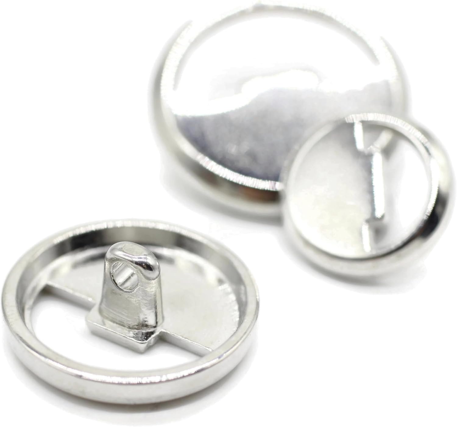 Silver Metal Shank Buttons - 12 Pcs - 3 Size Options - Luxury Flat Round Metal Shank Buttons for Men Women Blazer Coat Uniform Shirt Suit and Jacket Sewing Craft DIY N7001