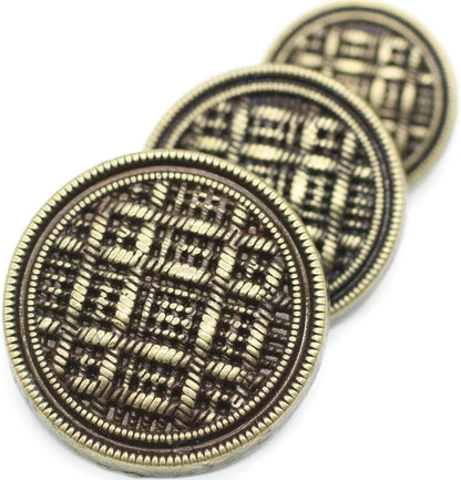 Bronze Metal Shank Buttons - 12 Pcs - 3 Size Options - Weave Round Metal Shank Buttons for Men Women Blazer Coat Uniform Shirt Suit and Jacket Sewing Craft DIY N17203