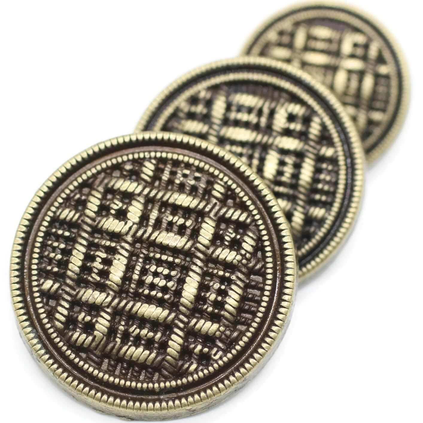 Gold Metal Shank Buttons - 12 Pcs - 3 Size Options - Luxury Weave Round Metal Shank Buttons for Men Women Blazer Coat Uniform Shirt Suit and Jacket Sewing Craft DIY N4101