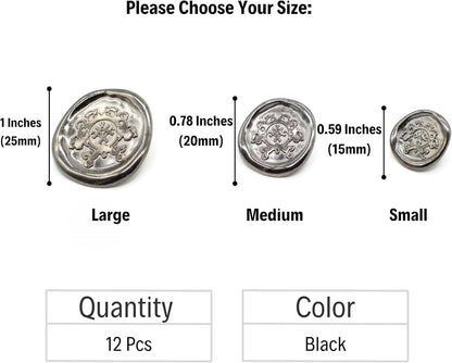 Black Metal Shank Buttons - 12 Pcs - 3 Size Options - Antique Kingdom Round Metal Shank Buttons for Men Women Blazer Coat Uniform Shirt Suit and Jacket Sewing Craft DIY N2403