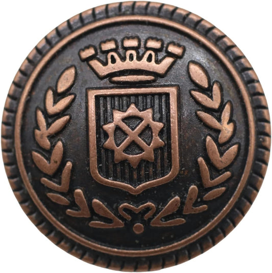 Antique Copper Metal Shank Buttons - 12 Pcs - 3 Size Options - Crown of Kingdom Round Metal Shank Buttons Vintage for Men Women Blazer Coat Uniform Shirt Suit and Jacket Sewing Craft DIY N19503